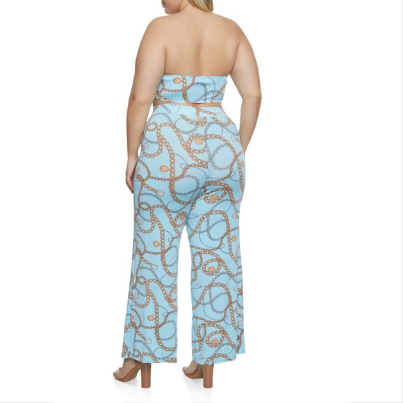 ⚜️ Plus Size Chain Print Crop Top and Wide Leg Pant Set - 2 Colors ⚜️ - Picture 5 of 9